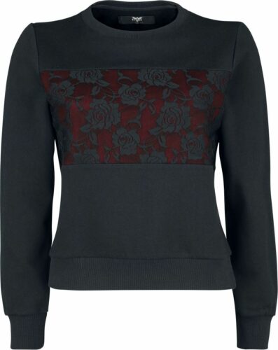 Black Premium by EMP Teplákové tričko s krajkou Dívcí mikina cerná/cervená