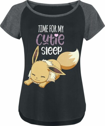 Pokémon Eevee - Time For My Cutie Sleep dívcí tricko Černý / skvrnitý antracit