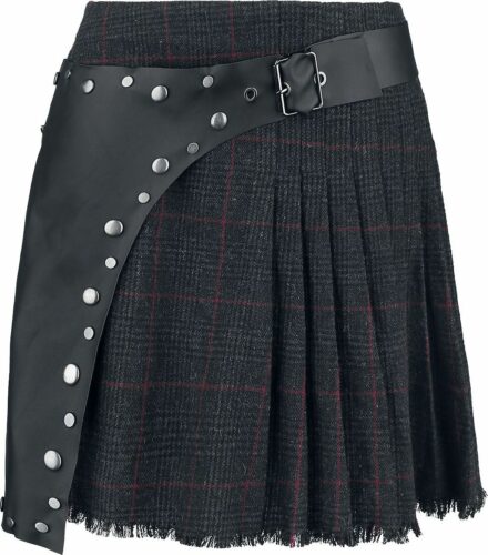 Black Premium by EMP Kostkovaná sukně se zástěrou sukne cerná/bílá/cervená