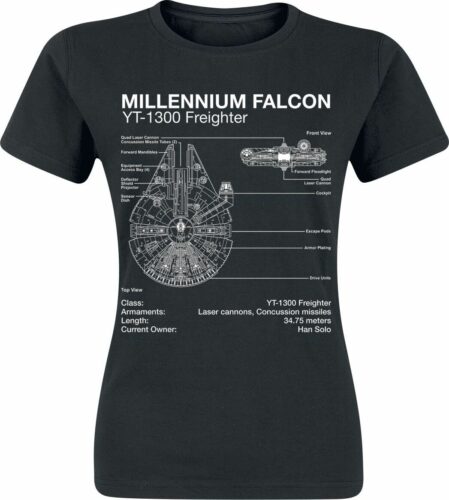 Star Wars Millenium Falcon - Sketch dívcí tricko černá