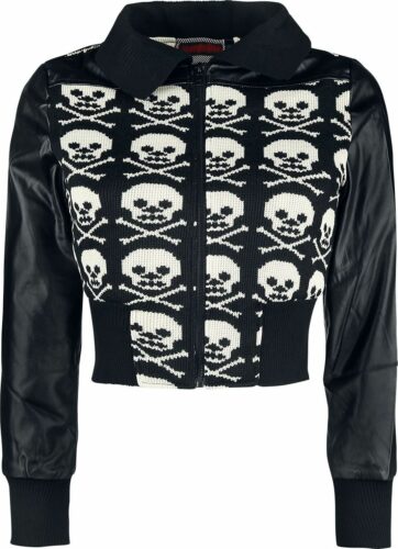 Jawbreaker Skull Biker Jacket dívcí pletený top černá