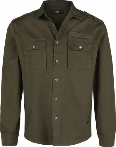 Black Premium by EMP Olivově-zelená košile s náprsními kapsami v military stylu košile olivová