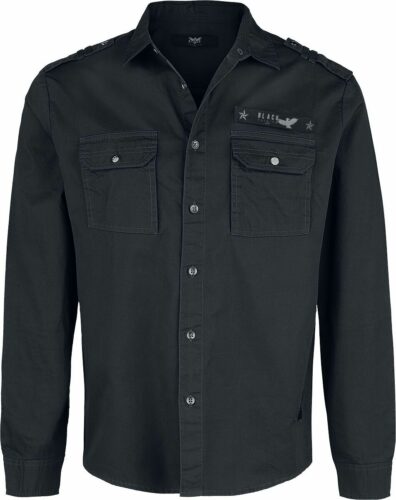 Black Premium by EMP Černá košile s náprsními kapsami v military stylu košile černá