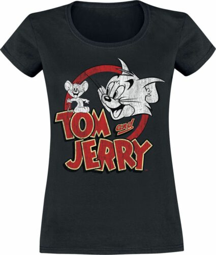 Tom And Jerry Tom And Jerry Distressed dívcí tricko černá