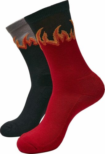 Urban Classics Dlouhé ponožky Flame - balení 2 párů Ponožky cerná/cervená