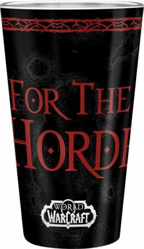 World Of Warcraft For The Horde sklenicka cerná/cervená