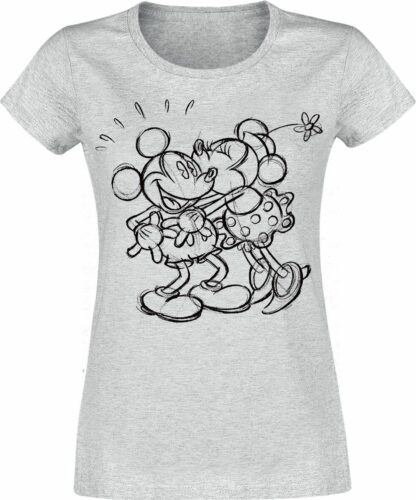 Mickey & Minnie Mouse Kiss Sketch dívcí tricko šedý vres