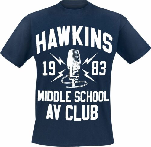 Stranger Things Hawkins Middle School tricko námořnická modrá