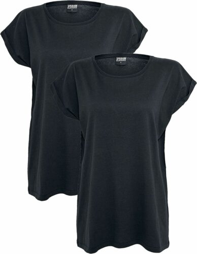 Urban Classics Balení 2 ks dámských triček s rozšířenými rameny dívcí tricko černá