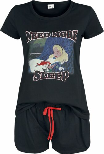 Alice in Wonderland Need More Sleep pyžama černá