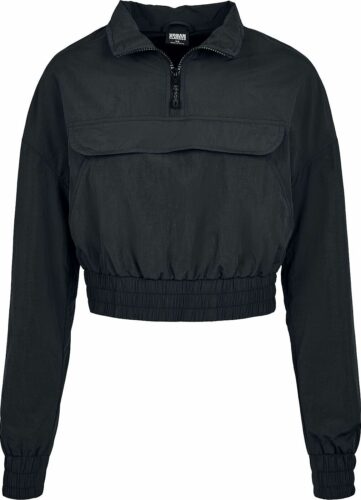 Urban Classics Dámská cropped nylonová bunda s pokrčeným efektem dívcí vetrovka černá