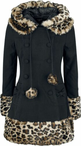 Hell Bunny Kabát Leah Jane Dívcí kabát černý leopard