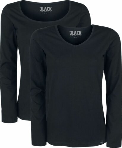 Black Premium by EMP Černé tričko s dlouhými rukávy a klasickým výstřihem dívcí triko s dlouhými rukávy černá