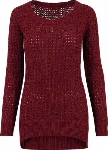 RED by EMP Long Wideneck Sweater Dívcí svetr burgundská červeň