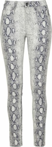 Urban Classics Dámské strečové skinny kalhoty z kepra s hadím potiskem Dívčí kalhoty šedobílá/šedá
