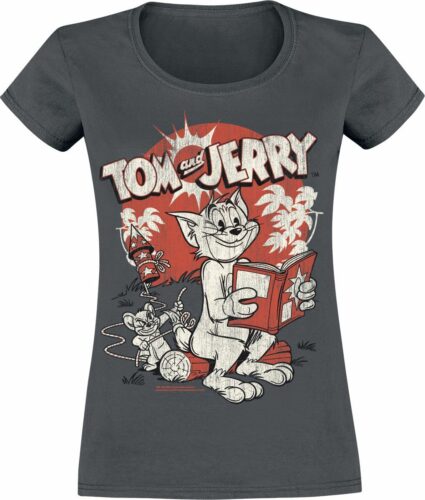 Tom And Jerry Rocket Prank dívcí tricko charcoal