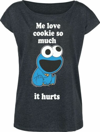 Sesame Street Krümelmonster - Me Love Cookie dívcí tricko tmavě prošedivělá