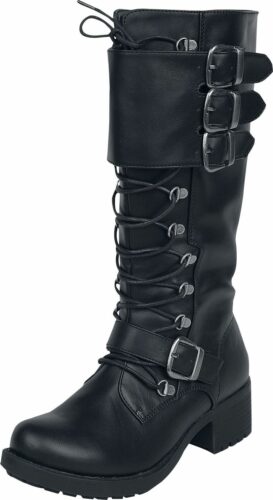 Black Premium by EMP Černé šněrovací boty s přezkami obuv černá