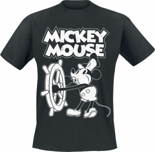 Mickey & Minnie Mouse Steamboat Willie tricko černá