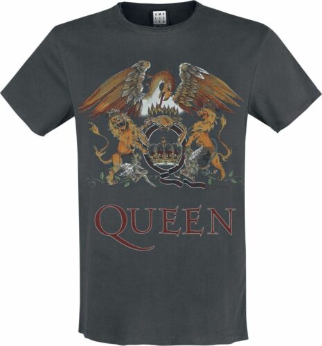 Queen Amplified Collection - Royal Crest tricko charcoal