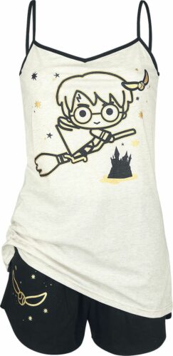 Harry Potter Chibi Quidditch pyžama krémová/cerná