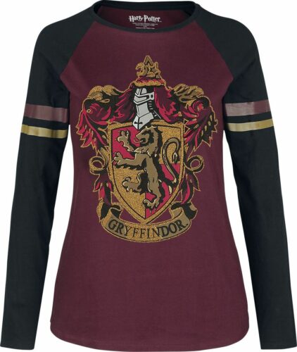Harry Potter Gryffindor dívcí triko s dlouhými rukávy cervená/cerná