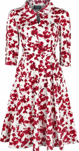 H&R London Šaty Glamorous Roses šaty bílá/cervená