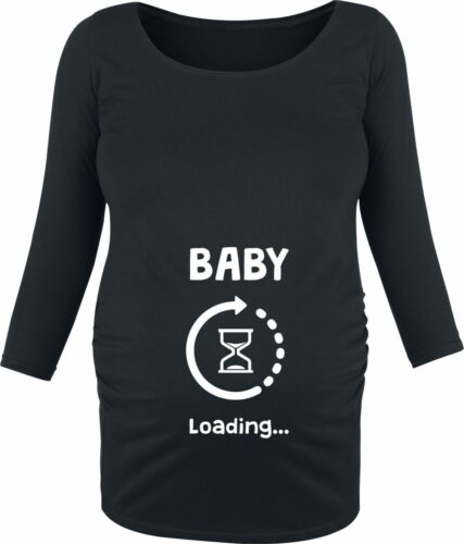 Móda pro těhotné Baby Loading dívcí triko s dlouhými rukávy černá