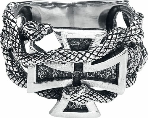 etNox Prsten se železným křížem a hady prsten stríbrná