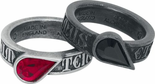 Alchemy Gothic Twin Heart Promise Rings prsten vícebarevný