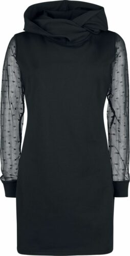 Pussy Deluxe Šaty s kapucí a šálovým límcem Black Dots šaty černá