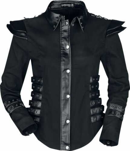 Gothicana by EMP Bunda s koženkovými detaily dívcí bunda černá