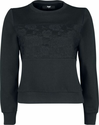 Black Premium by EMP Teplákové tričko s krajkou Dívcí mikina černá