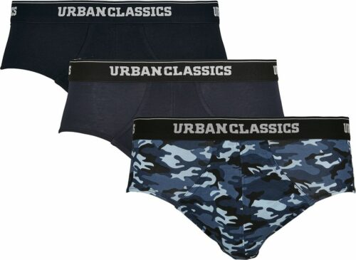Urban Classics Balení 3 ks slipů spodní prádlo blau/schwarz/camouflage