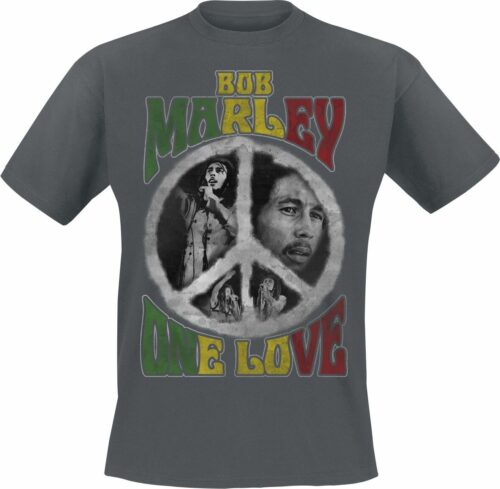 Bob Marley One Love Peace tricko charcoal