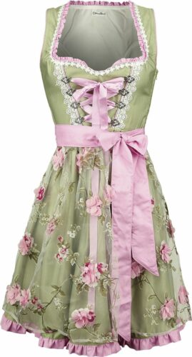 Dirndline Dirndl s květovanou zástěrou šaty zelená/ružová