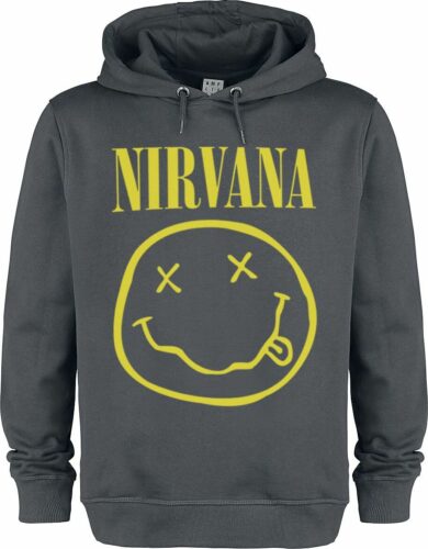 Nirvana Amplified Collection - Smiley mikina s kapucí charcoal
