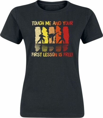Touch Me And Your First Lesson Is Free! dívcí tricko černá