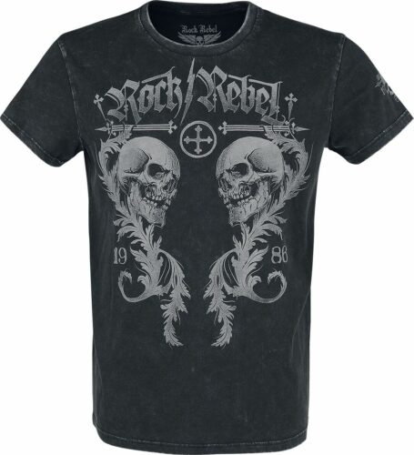 Rock Rebel by EMP schwarzes T-Shirt mit Rundhalsausschnitt und Print tricko černá