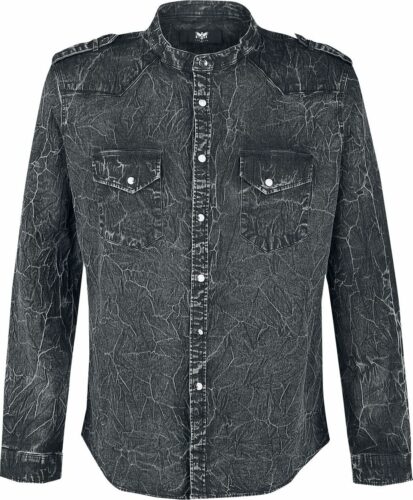 Black Premium by EMP Tmavě šedá košile s opraným efektem a výložkami na ramenou košile antracitová