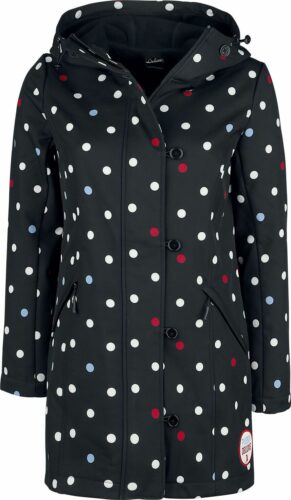 Pussy Deluxe Černá dívčí softshellová bunda s bílými puntíky Dívcí kabát cerná/bílá