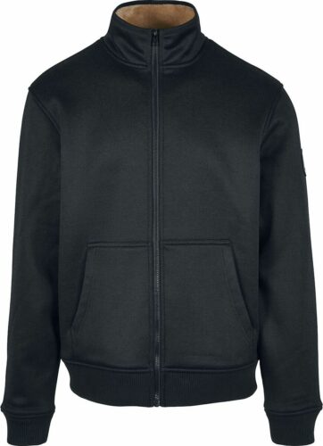 Urban Classics Plyšová bunda na zip bunda černá