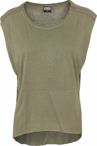 Urban Classics Dámské tričko se zipy na ramenou dívcí tricko olivová