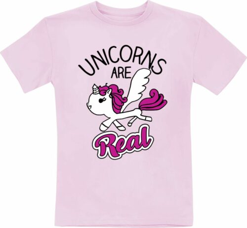 Einhorn Unicorns Are Real detské tricko světle růžová