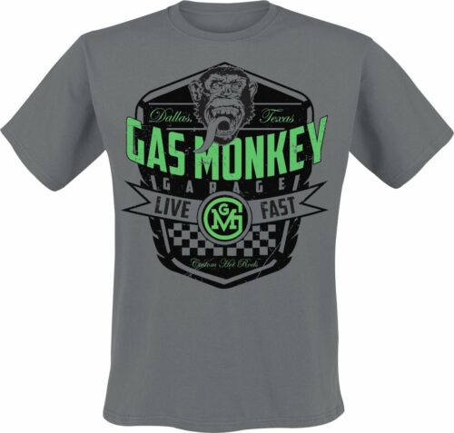 Gas Monkey Garage Live Fast tricko charcoal