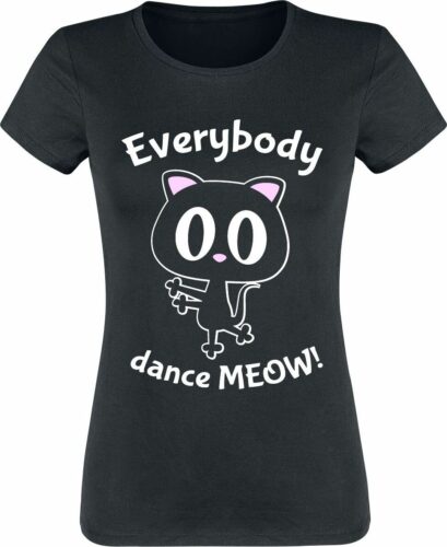 Everybody Dance Meow! dívcí tricko černá