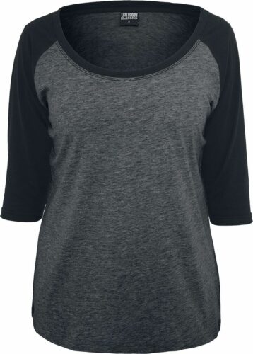 Urban Classics Ladies 3/4 Contrast Raglan Tee dívcí triko s dlouhými rukávy charcoal/černá