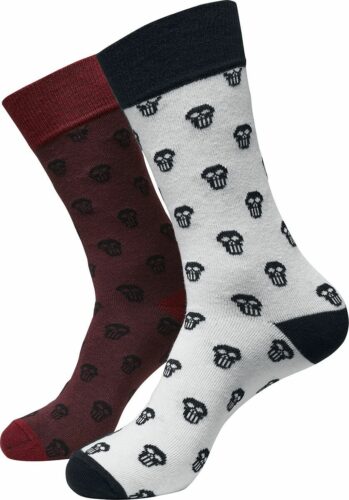 Urban Classics Skull Allover 2-Pack Ponožky cervená/bílá