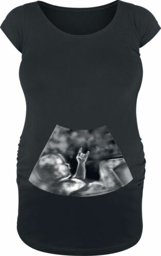 Móda pro těhotné Ultraschall Metal Hand Baby dívcí tricko černá