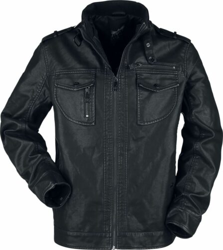 Black Premium by EMP Černá koženková bunda bunda černá